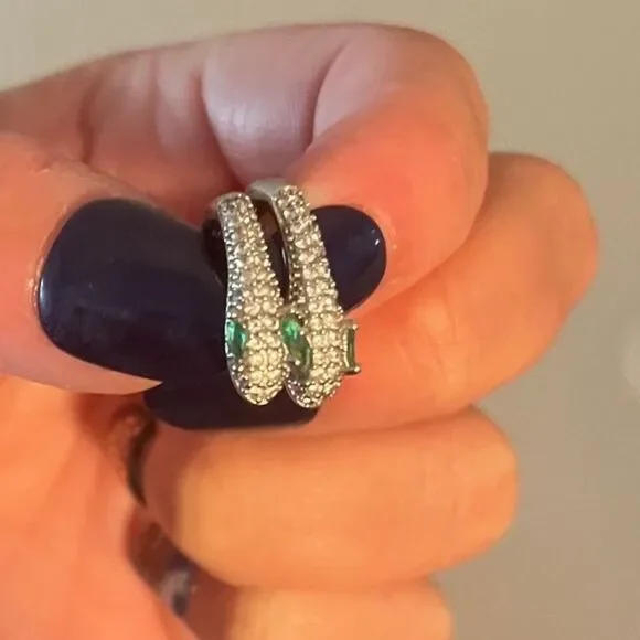 The Serpentine Earring in 925 silver and cubic zirconia - Picture 3 of 5